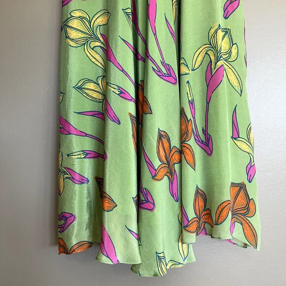 Anthropologie‎ Raina Kimono Dress Size 4 Midi Green Pink Floral Flowy Chic - Picture 8 of 16